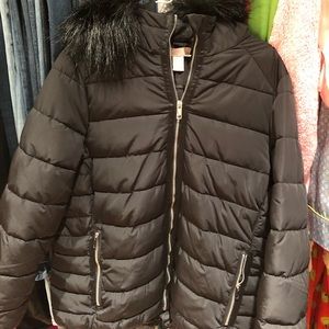 H&M Black Parka with Hood - Size 18